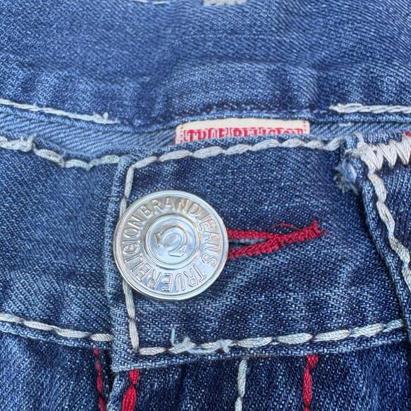 Y2K True Religion Jeans Sz 36 Faded Blue Denim World Tour Ticket Billy Super T - Picture 11 of 16